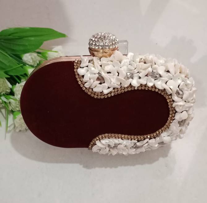 Wedding Wear Embroidered Oval Box Style Wholesale Clutches
